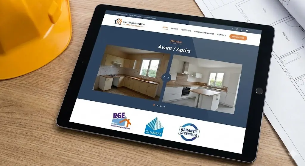 tablette avec un site web dedans montrant un avant après