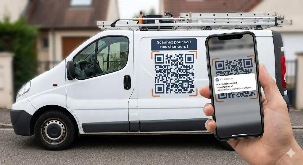 camionnette avec un qr code